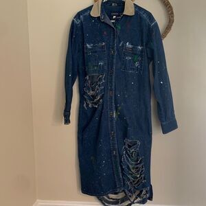 Vintage Calvin Klein denim distressed dress size medium